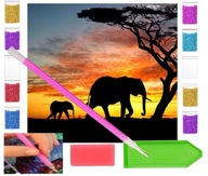 Diamantové vyšívanie ELEPHANT TRAVEL slony 30x30 OBRAZ