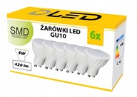 6x LED žiarovka GU10 420lm 4W STUDENÁ