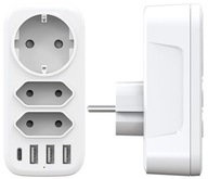 Rozbočovač elektrickej zásuvky 3x AC zásuvka / 3x USB-A 1x / USB-C 4000W 16A