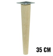 1x Noha, rovná dubová noha, surová, s plechom, 35 cm