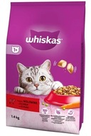 Whiskas 1+ s hovädzím suchým krmivom pre mačky 1,4 kg