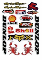 NÁLEPKY NA MOTORKU BIKE SHELL 100% FOX DUNLOP