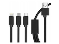 3V1 USB KÁBEL, MIKRO KONCOVKA, IPHONE USB TYP-C