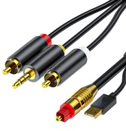 2RCA + 3,5 mm Jack Cinch TV audio konvertorový kábel