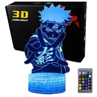 3D USB LED nočná lampa + diaľkové ovládanie Naruto Anime Manga