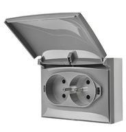 SIMON AquaClick Double Socket Surface Mounted IP44