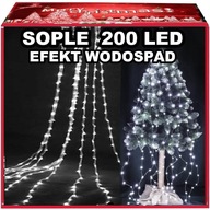 200 LED ANJELOV VLASY VODOPÁD VIANOČNÉ SVETLÁ ZÁCLONY ICILS DRÔTY ELEKTR.