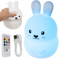 LED NOČNÁ LAMPA Silikónová RABBIT Farby ČASOVAČ DIAĽK