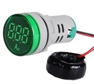 LED ampérmeter 28mm 0-100A 230V Zelená