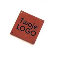 Štítky 35x35mm logo ekokoža 50 ks. personalizované