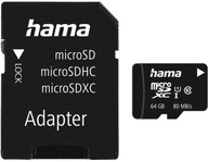 Pamäťová karta Hama microSDXC 64GB + SD adaptér 80MB/s Class C10