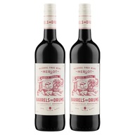 BARRELS & DRUMS MERLOT nealkoholické suché červené víno 0% 2 fľaše