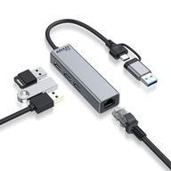 KONVERTOR ADAPTÉRA z USB-C 3.1 na Ethernet RJ45 + 3x USB 3.0 ADAPTÉR