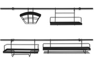 Kuchynská koľajnica čierna Edenberg kovová polica 16 kusov