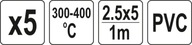 PVC vložky 2,5x5mm, 5x1m, 5 ks.