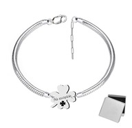 NÁRAMOK PANDO LUCKY CLOVER, 925 SILVER, HRUBÝ REŤAZ, GRAVÁT