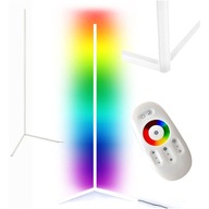 BIELA ​​RGB LED ROHOVÁ STOJNÁ LAMPA S DIAĽKOVÝM OVLÁDANÍM