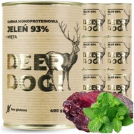 Deer Dog mokré krmivo pre psov DEER + MINT plechovka 400 G PREMIUM 93% MÄSO