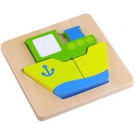 TOOKY TOY Puzzle Montessori Puzzle Hrubé bloky Loď 6 ks.