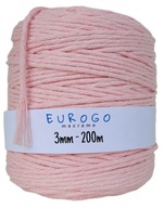 BAVLNENÁ Šnúrka RUŽOVÁ PRE MACRAME 200m 3mm