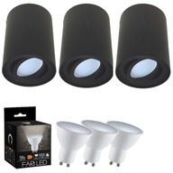 3x stropné svietidlo Tuba Black + 3x GU10 tepl