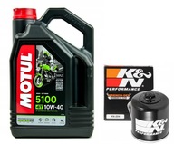 Olej MOTUL 5100 10W40 4L. + Filter KN-204-1, Honda CB650R, 19-23 rokov.