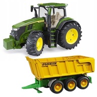 BRUDER Traktor John Deere 7R 350 Zelená + JOSKIN Samovykladací príves