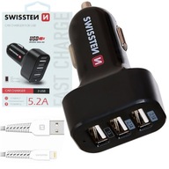 SWISSTEN Autonabíjačka 3xUSB + Lightning kábel