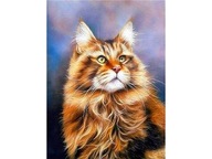 ZA DARČEK DIAMANTOVÉ VÝŠIVKY MAĽBA MOZAIKA ČERVENÁ MAČKA MAINE COON MAIČKA 30x40cm