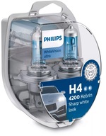 Žiarovky Philips H4 WhiteVision Ultra + W5W