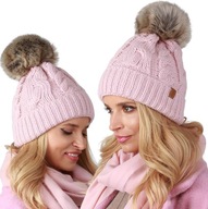 Dámska zimná čiapka s Polar Pom Pom Pink A6