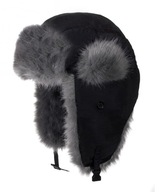 Čierna dámska zimná teplá čiapka Ushanka