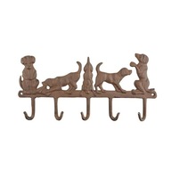 Liatinový vešiak na stenu 5 háčikov 36cm Esschert Design DOGS DOGS DOG