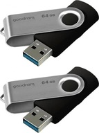 Pendrive GoodRam Twister 64 GB USB 3.0 čierny a strieborný x2