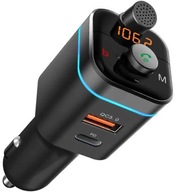 BLUETOOTH FM VYSIELAČ DO AUTO LED NABÍJAČKA DO AUTO USB QC USB-C