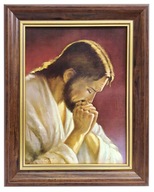 Obraz JESUS ​​​​PRAYING hnedý drevený rám 50X60