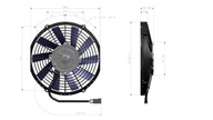 Axiálny ventilátor 255mm 12V, sací 90050399 / 263