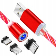 ŽIARIACI MAGNETICKÝ USB KÁBEL 3V1 ČERVENÝ