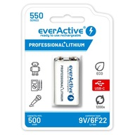 everActive battery 550mAh 6f22 9V ready to use USB Type C Li-ion POWERFUL