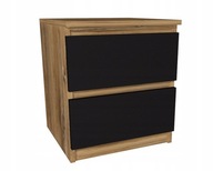 Nočný stolík, retro čierne drevo, 35x35cm, 2 zásuvky