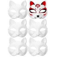 6× Therian Halloween Cat Face Mask DIY Paintable Cat Mask