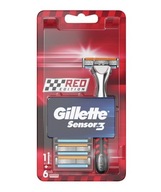 Gillette Sensor Blue3 žiletka + kazety 6ks ČERVENÁ