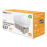 6x E27 G45 LED žiarovka 8W=70W 510lm 3 BERGE FARBY