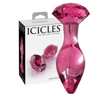 Sklenený diamantový análny kolík Icicles č. 79, elegantný ružový