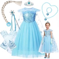 ELSA OUTFIT SÚPRAVA ŠATY ELSA KOSTÝM JEDNORÁZOVÝ PROM 110-116