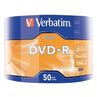 Disky VERBATIM DVD-R DataLife 4,7 GB 50 ks.