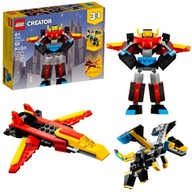 LEGO Creator Bricks 31124 3v1 super robot, lietadlo, drak + 3MK látka