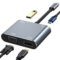 Adaptér HUB 4v1 USB C 4K HD VGA USB 3.0 PD