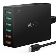 AUKEY 6xUSB 60W QC 3.0 rýchla nástenná nabíjačka