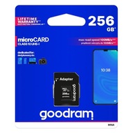 Pamäťová karta Goodram 256 GB micro SD XC UHS-I triedy 10, adaptér SD